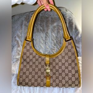 SOLD Preloved Gucci Canvas Jackie shoulder bag.